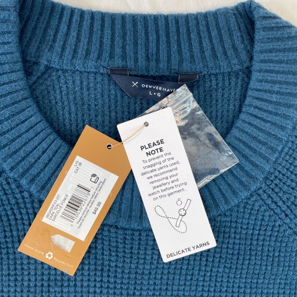 Denver Hayes Long Sleeve Crewneck Sweater Blue Women’s Size Large NEW - Picture 4 of 9